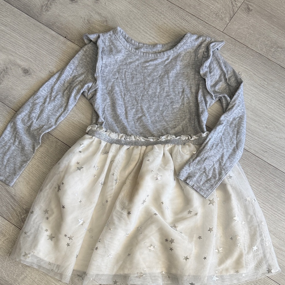 Cat & Jack Gray and White Starry Kids Dress